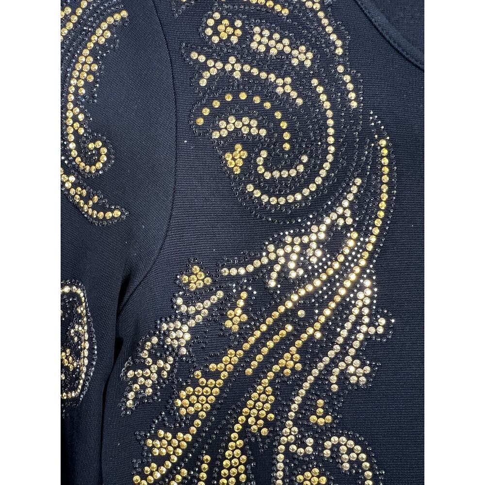 VINTAGE Just Cavalli‎ Dress Gown Black Long Sleeve Gold Embellishment Size S - Picture 5 of 16